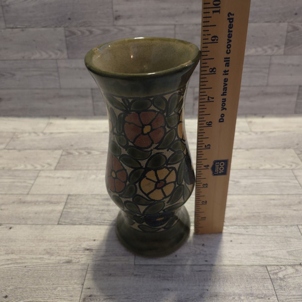 Mexican Floral Vase Folk Art Pottery Hand Painted Lead Free‎ 8.5" Tall - Picture 7 of 9